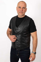 Men's leather Vest Black